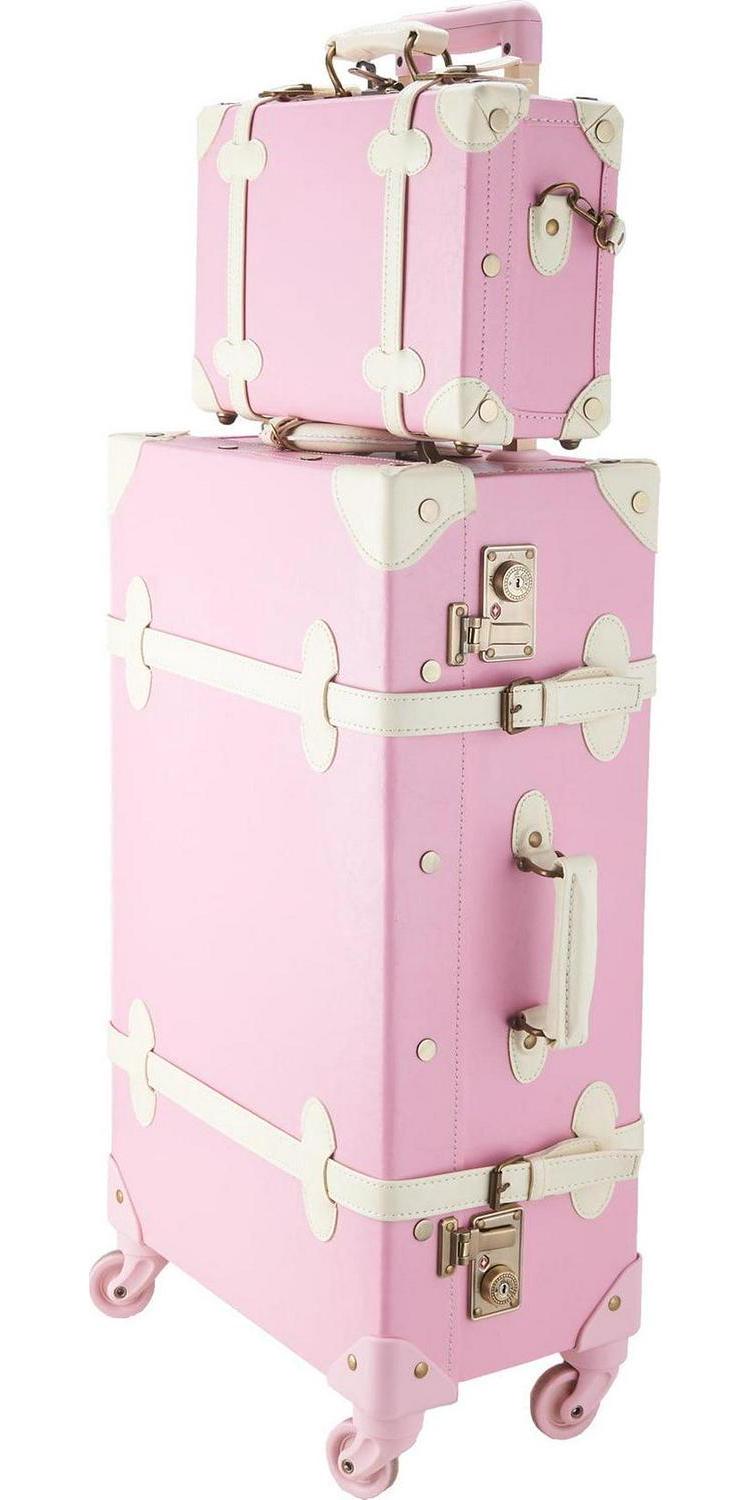 Premium PU Vintage Classic Old-Fashioned Trolley Suitcase and Hand Bag Set with TSA Locks Essential Luggage Choice