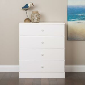 Prepac Astrid Modern 4-Drawer Vertical Dresser, White
