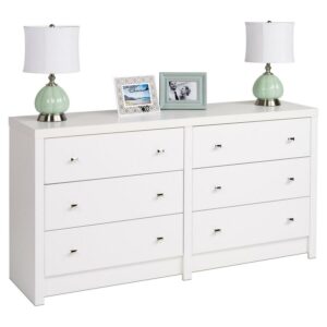 Prepac Calla Cosmopolitan Transitional 6-Drawer Double Dresser, White