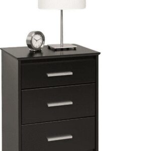 Prepac Coal Harbor Modern Tall 3-Drawer Bedroom Nightstand, Black