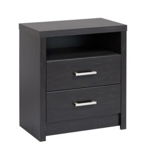 Prepac District Tall 2-Drawer Nightstand in Black Laminate