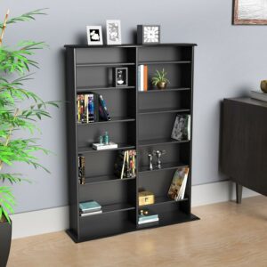 Prepac Double Width Media Storage Cabinet, Adjustable Shelves, Wall Unit, Various Colors