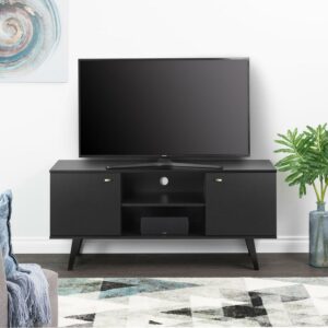 Prepac Milo Mid-Century Modern TV Console for TVs Up To 55", Black