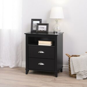 Prepac Yaletown 2-Drawer Tall Nightstand, Black