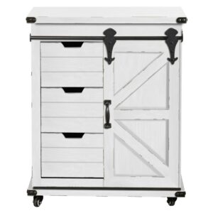 Presley 3 Drawer with Door Side Cabinet - Distressed White
