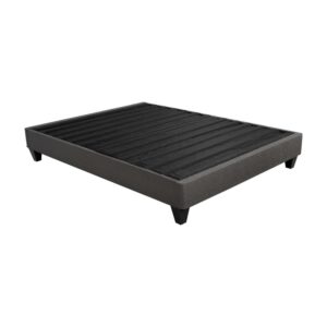 Primo Speedy Upholstered Platform Bed Frame with Wood Slat Support, No Box Spring Needed, Dark Grey