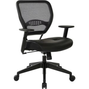 Professional Dark Air Grid Back Managers Office Chair Black Eco Leather Seat
