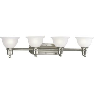 Madison Collection Four-Light Brushed Nickel Etched Glass Traditional Bath Vanity Light