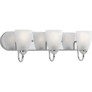 Progress Lighting Gather Collection 3-Light Bath Bracket, Polished Chrome, Etched Glass Shade
