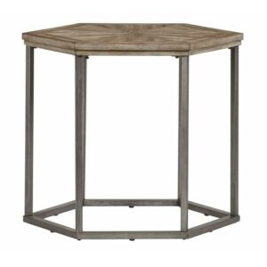 Progressive Furniture Adison Cove Wood Hexagon End Table in Ash Blonde Tan