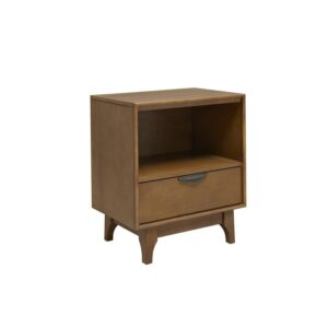 Progressive Furniture Mid-Mod Wood Nightstand in Cinnamon Brown