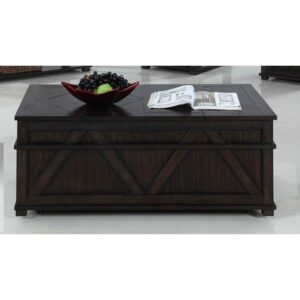 Progressive Furniture Foxcroft Wood Storage Coffee Table Trunk Dark Pine Brown