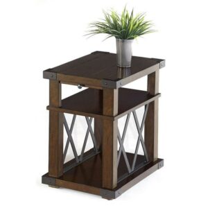 Progressive Furniture Landmark Wood Chairside Table in Walnut Brown
