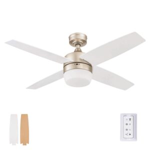 Prominence Home Atlas 44" Champagne Ceiling Fan with Light, Remote Control, 4 Blades & Reverse Airflow