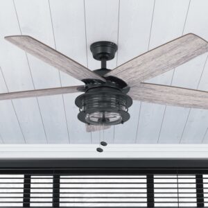 Prominence Home Foxhaven 52" Black Ceiling Fan with Light, 5 Blades, Pull Chains & Reverse Airflow