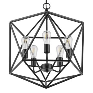 Prominence Home Heleo 5 Light Modern Matte Black Geometrical Chandelier