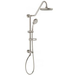 Kauai III 8-in Rain Showerhead Shower System with Slide Bar and Integrated Soap Dish Brushed Nickel 1.8 GPM