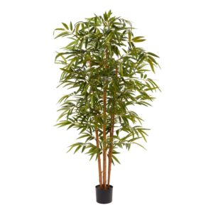 Pure Garden 6FT Artificial Bamboo Tree with Adjustable Leaves and Pot