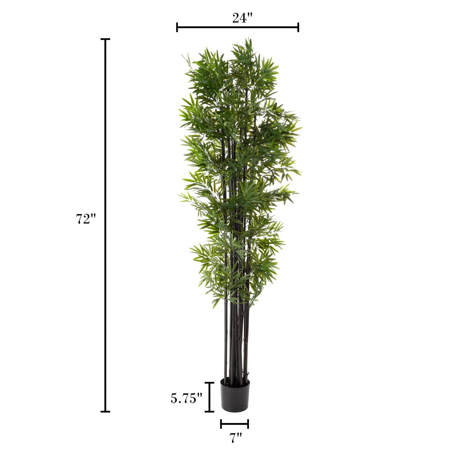 6" Artificial Bamboo Tree with Black Trunks and Realistic Leaves for Indoor Home Decor by Pure Garden - Image 2