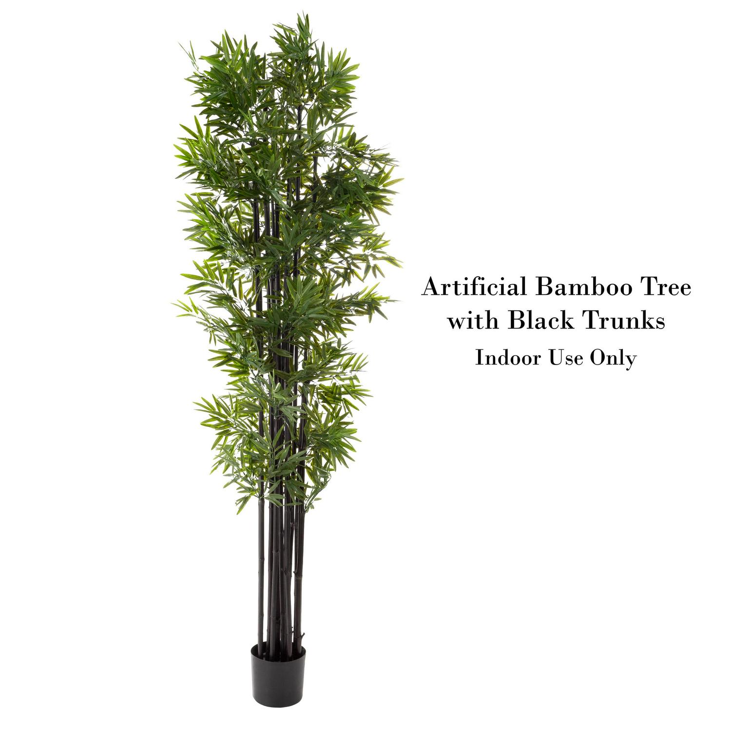 6" Artificial Bamboo Tree with Black Trunks and Realistic Leaves for Indoor Home Decor by Pure Garden - Image 3