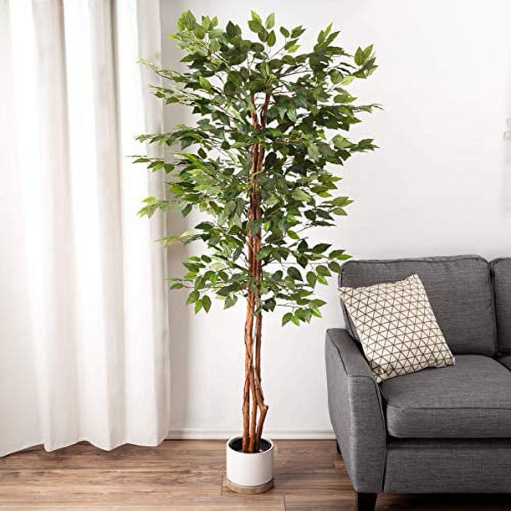 Pure Garden 80-Inch Potted Ficus Artificial Tree for Office or Home Decor - Image 2