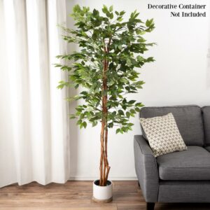 Pure Garden 80-Inch Potted Ficus Artificial Tree for Office or Home Decor