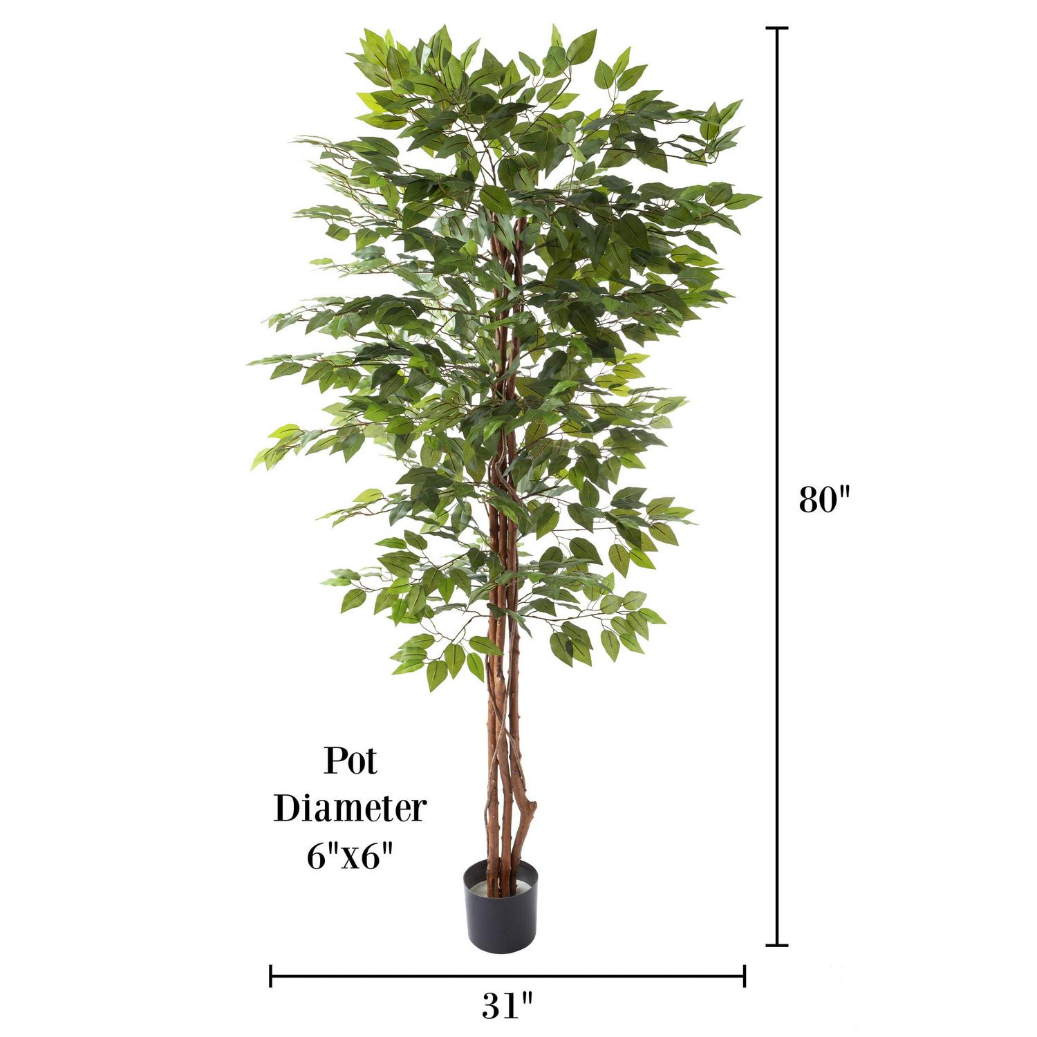 Pure Garden 80-Inch Potted Ficus Artificial Tree for Office or Home Decor - Image 7