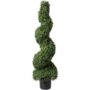 Pure Garden Faux Tree - 50-Inch Spiral Boxwood Plant for Indoors and Out