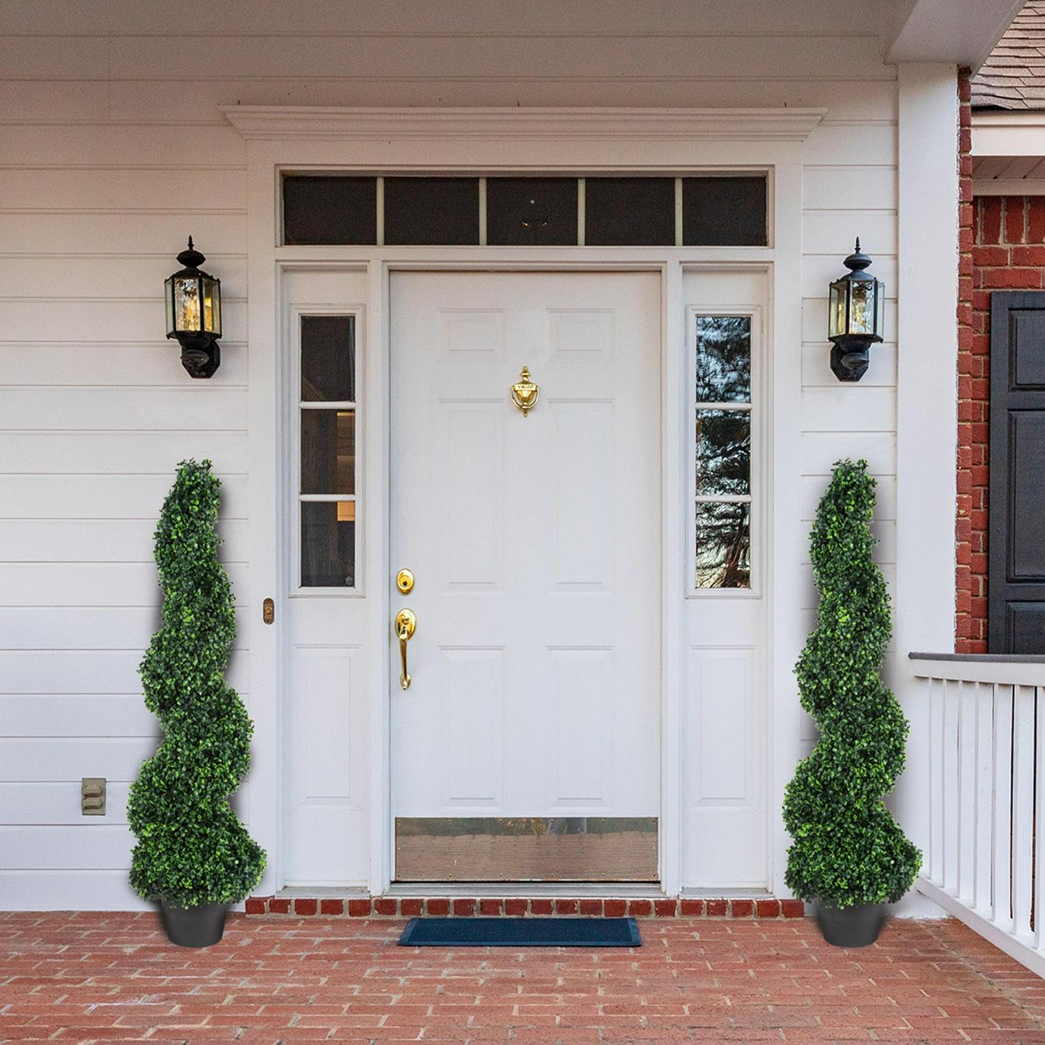 Pure Garden Faux Tree - 50-Inch Spiral Boxwood Plant for Indoors and Out - Image 6