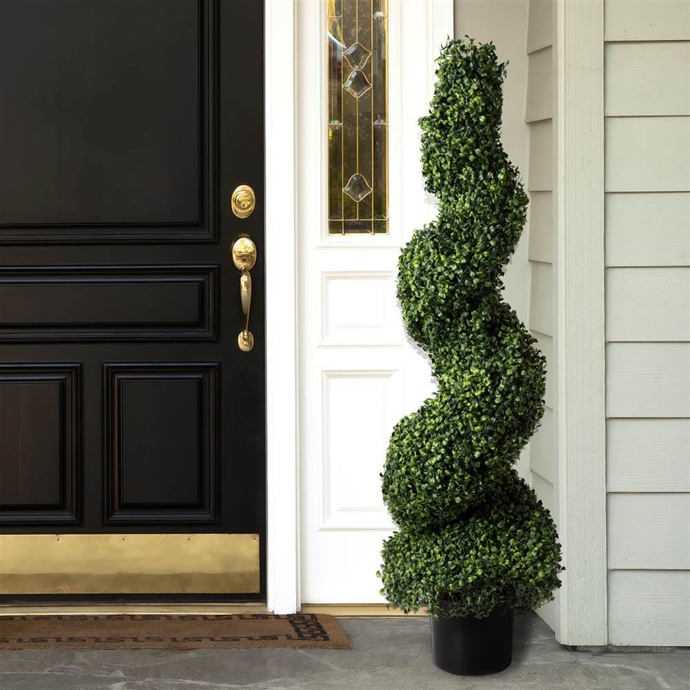 Pure Garden Faux Tree - 50-Inch Spiral Boxwood Plant for Indoors and Out - Image 2