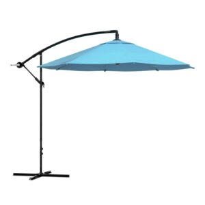 Pure Garden 10-Foot Offset Patio Umbrella with Crank and Base (Blue)
