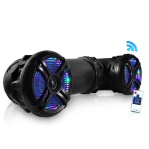 Pyle 800 Watt Marine ATV Portable Waterproof Bluetooth Speaker with LED Lights