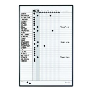 Quartet 783G 24 x 36 Employee In/Out Board System - Porcelain White/Gray Surface/Black Aluminum Frame