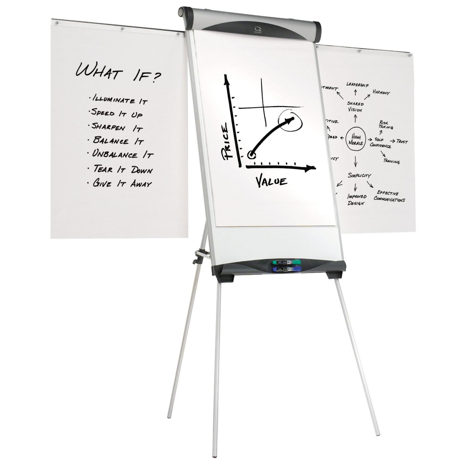 Quartet Euro Nano-Clean Magnetic Presentation Easel, 36" x 24", Silver Frame