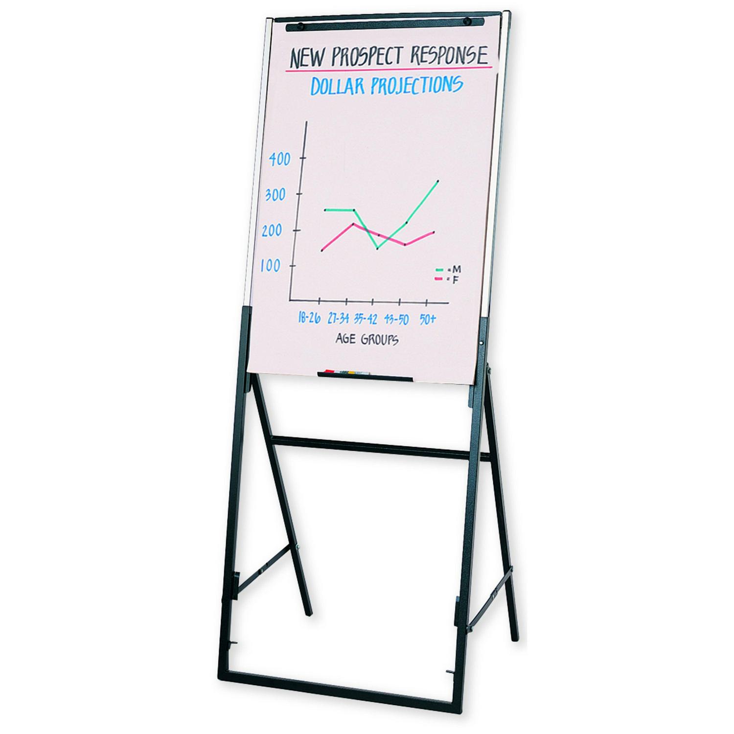 Quartet Futura Easel WhiteboardFlipchart 26 x 35 Black Frame - Flip Charts &