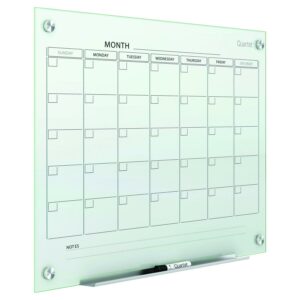 Quartet Infinity Glass Magnetic Calendar Board, 48" x 36" (4' x 3'), White Surface