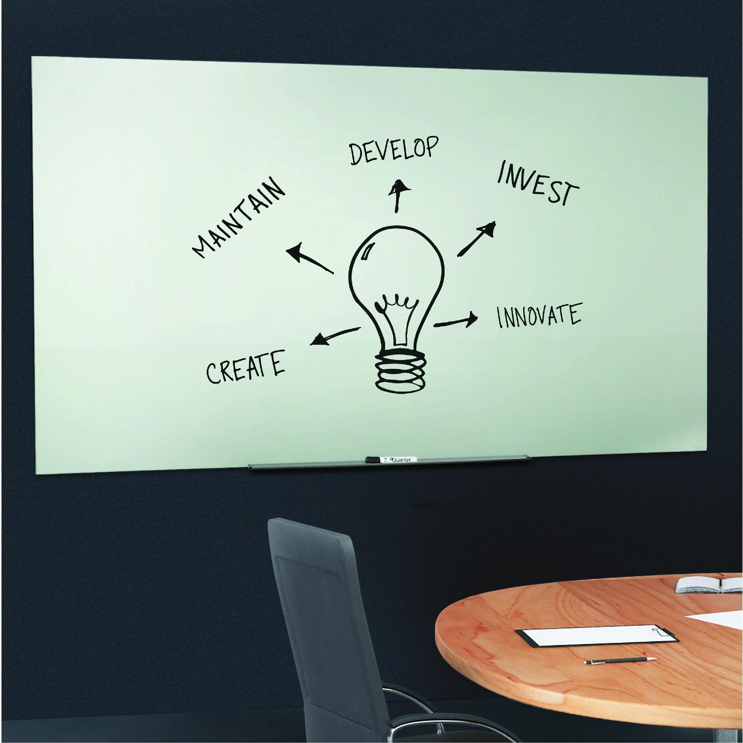 Quartet InvisaMount Magnetic Glass Dry-Erase Board 74 x 42 White Surface - Image 5
