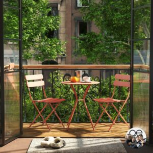 COSCO 3-Piece Bistro Set with 2 Folding Chairs, Sunbaked Orange