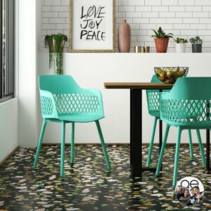 COSCO Resin Geo Dining Chair, Indoor/Outdoor, 2-Pack, Surf Blue