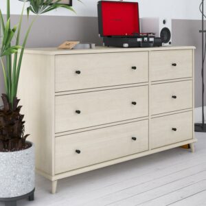 Ameriwood Home Farnsworth 6-Drawer Dresser, Ivory Oak
