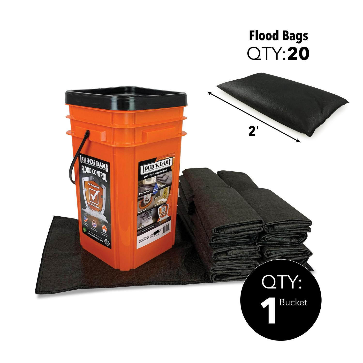 Quick Dam Grab & Go Flood Kit includes 20 Flood Bags in Bucket - Image 2