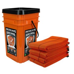 Quick Dam Outdoor Grab and Go Bucket Kit, (4) Hi-Vis 10 ft Flood Barriers