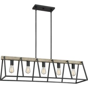 Quoizel Brockton 5-Light 42" Kitchen Island Light in Grey Ash