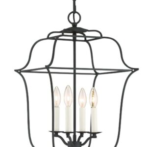 Quoizel GLY5204BA Gallery 14" 4-Light Foyer Chandelier in Royal Ebony