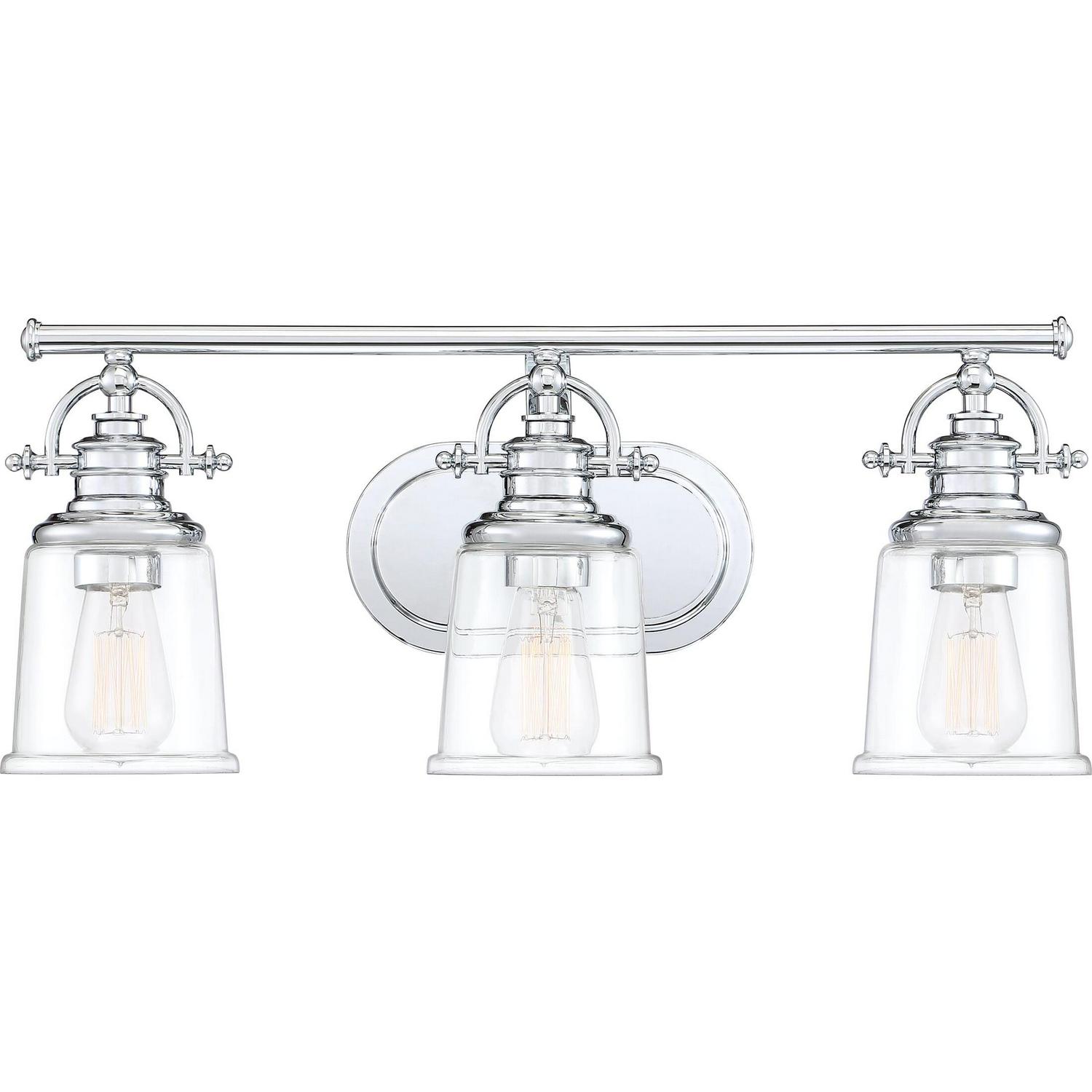 Quoizel Grant 3-Light 10" Bathroom Vanity Light in Polished Chrome