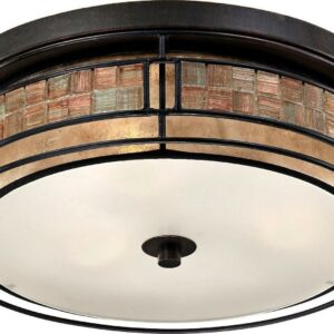 Quoizel Laguna 16" Wide Copper Tile and Mica Glass Ceiling Light