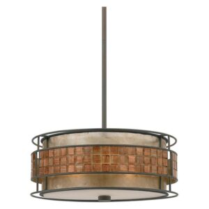 Quoizel MC842CRC Laguna Mica Drum Pendant Lighting, 3-Light, 180 Watts, Renaissance Copper (7" H x 16" W)