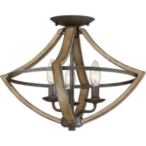 Quoizel Lighting Shire - Three Light Flush Mount, Rustic Black Finish