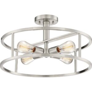 Quoizel NHR1718BN New Harbor 18" 4-Light Semi-Flush Mount in Brushed Nickel