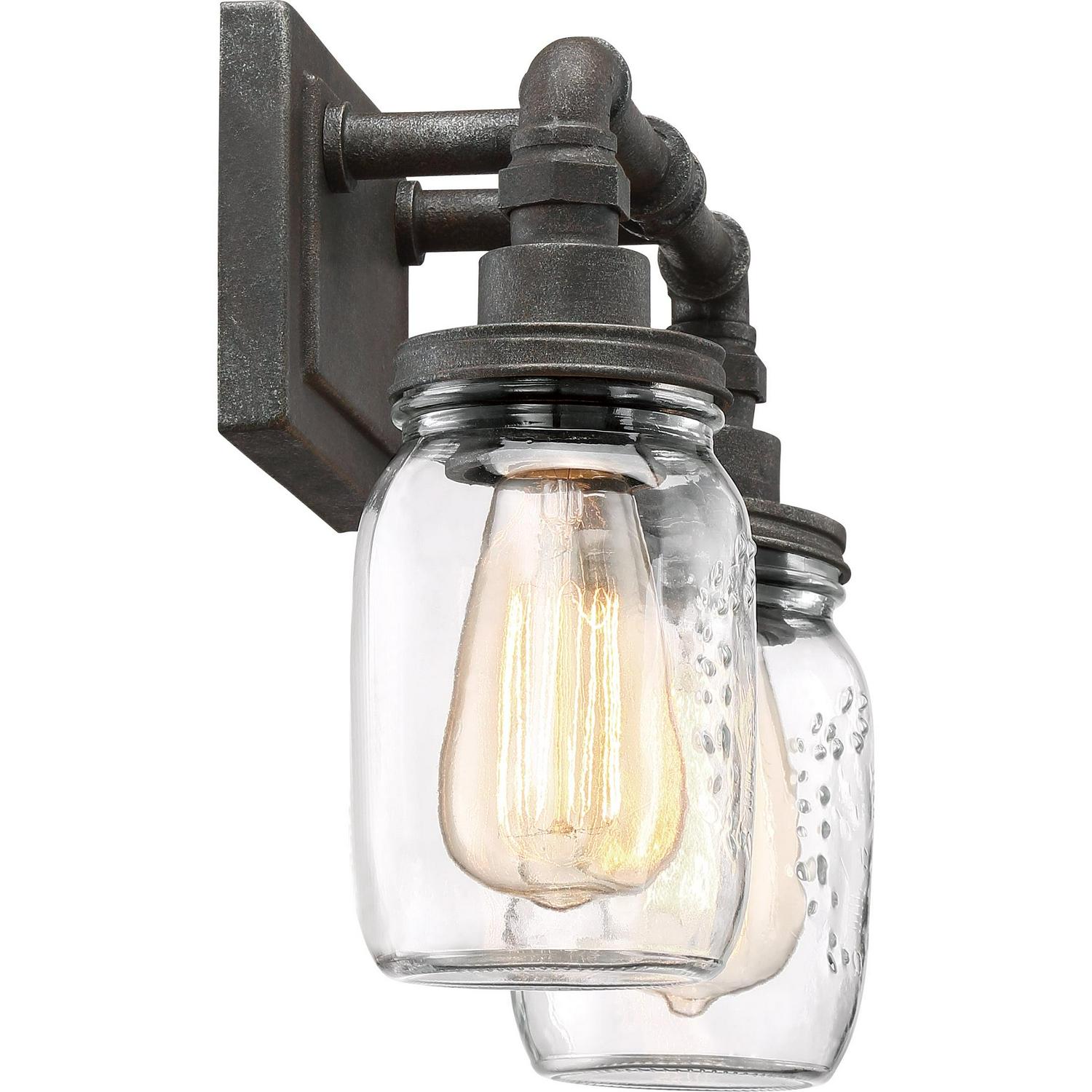 Quoizel SQR8602RK Squire 14" 2-Light Clear Glass Bath Vanity in Rustic Black - Image 4